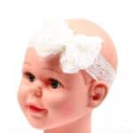 Παιδική- Βρεφική κορδέλα με Φιόγκο και περλίτσες για βάφτιση  0-2 χρονών- White - Image 3