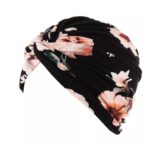 Γυναικείο  Μαλακό Τουρμπάνι  μαλλιών - Black flowers (Μαύρο)