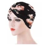 Γυναικείο  Μαλακό Τουρμπάνι  μαλλιών - Black flowers (Μαύρο) - Image 4