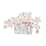 Νυφικό Χτένακι  με στρας και κρύσταλλα Bridal Λουδούδια 11cm Gold