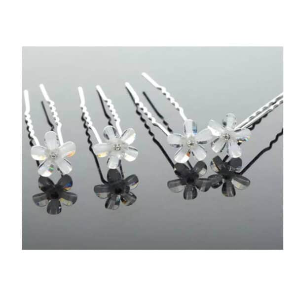 Νυφικό Τσιμπιδάκι- Φουρκέτα Λουλουδάκι λευκό με στρας  1,2cm - Image 2