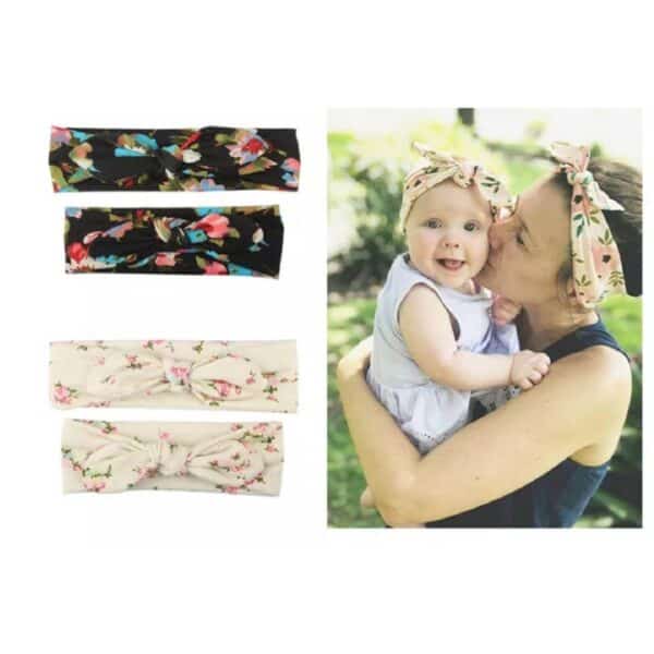 Σετ Μαμά- Κόρη  Μαλακή  κορδέλα μαλλιών Flowers - Image 2