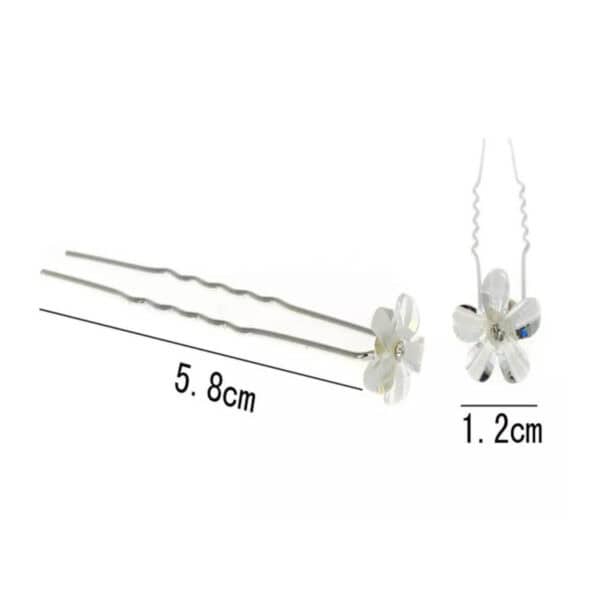 Νυφικό Τσιμπιδάκι- Φουρκέτα Λουλουδάκι λευκό με στρας  1,2cm - Image 3