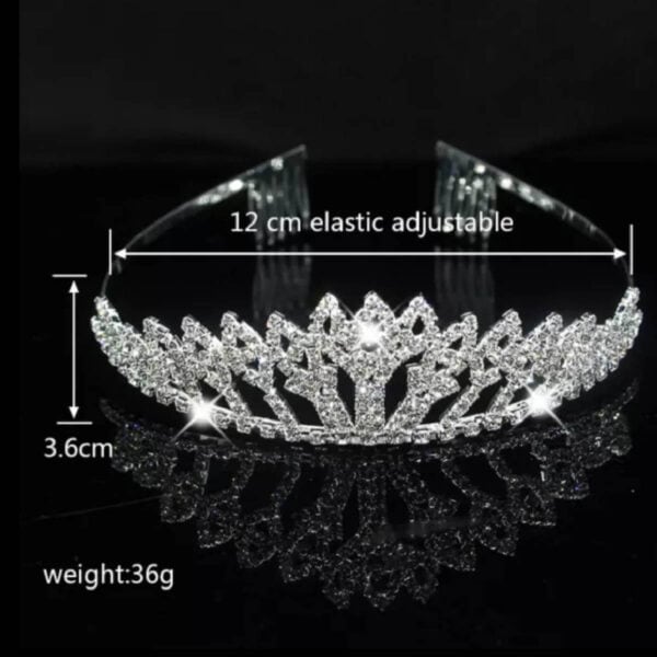 Νυφική Κορώνα- Τιάρα με κρύσταλλα  ασημί ύψους 3,60cm με χτενάκι στήριξης - Image 2
