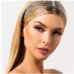 Νυφική αλυσίδα με 5 σειρές κρύσταλλα σε ασημί χρώμα 30cm - Image 3