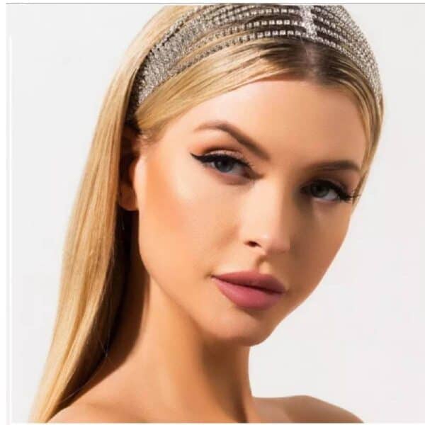 Νυφική αλυσίδα με 5 σειρές κρύσταλλα σε ασημί χρώμα 30cm - Image 3