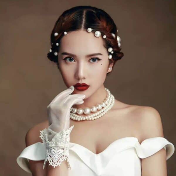 Νυφικό Σετ 18 τμχ Φουρκέτα Λευκή Πέρλα διάφορα μεγέθη - Image 7