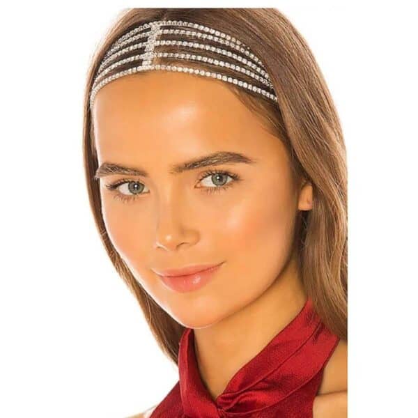 Νυφική αλυσίδα με 5 σειρές κρύσταλλα σε ασημί χρώμα 30cm - Image 2