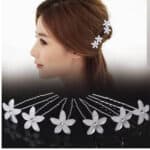 Νυφικό Τσιμπιδάκι- Φουρκέτα Λευκό Λουλούδι με στρας 2cm - Image 2