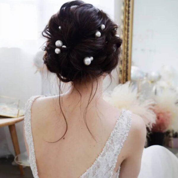 Νυφικό Σετ 18 τμχ Φουρκέτα Λευκή Πέρλα διάφορα μεγέθη - Image 6