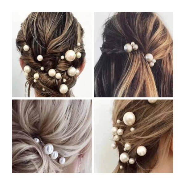 Νυφικό Σετ 18 τμχ Φουρκέτα Λευκή Πέρλα διάφορα μεγέθη - Image 5