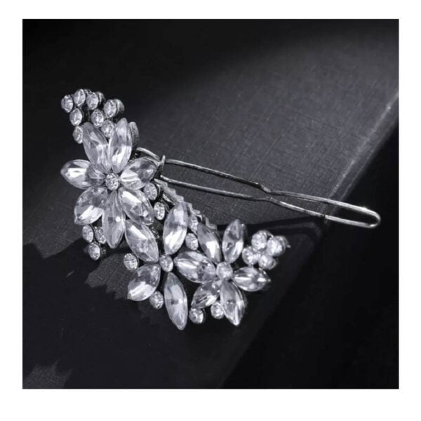 Νυφικό κλιπ με λουλούδια από κρυσταλλάκια 6cm - Image 3