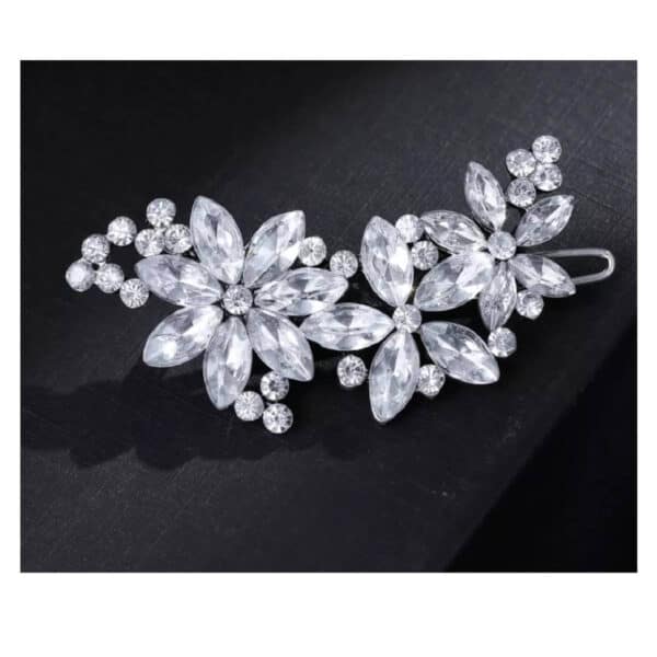 Νυφικό κλιπ με λουλούδια από κρυσταλλάκια 6cm - Image 2