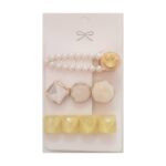 Γυναικείο fashion Σετ 3 τμχ clip Happy face yellow gold