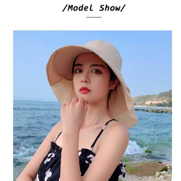 Γυναικείο Υφασμάτινο  Καπέλο με μάκρος - Beige - Image 3