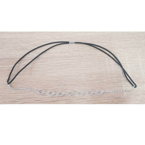 Νυφική αλυσίδα με κρύσταλλα σε ασημί χρώμα τύπου κορδέλα 22cm - Image 2