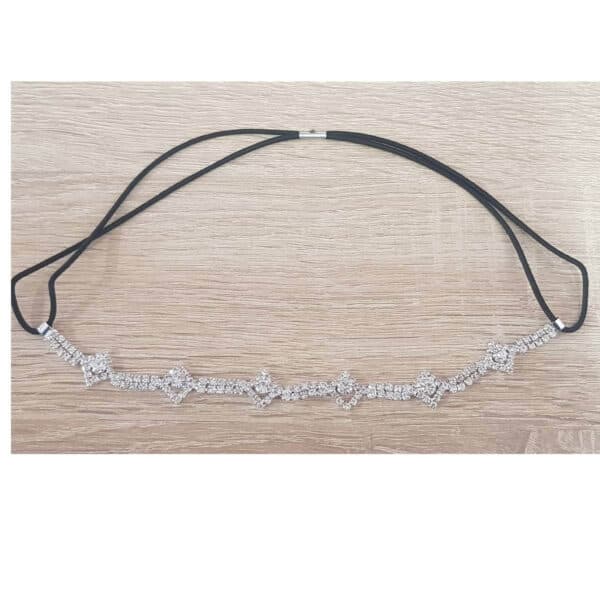 Νυφική αλυσίδα με κρύσταλλα σε ασημί χρώμα τύπου κορδέλα 02 - 22cm - Image 2
