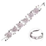 Νυφική Κορδέλα- Στεφάνι με πέρλες και Λευκά λουλουδάκια silver λευκή κορδέλα