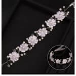 Νυφική Κορδέλα- Στεφάνι με πέρλες και Λευκά λουλουδάκια silver λευκή κορδέλα - Image 3