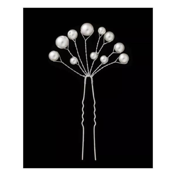 Νυφικό Τσιμπιδάκι- φουρκέτα πέρλες 2 μεγέθη ασημί - Image 2