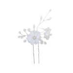 Νυφικό Τσιμπιδάκι- φουρκέτα λευκό τριαντάφυλλο με κρύσταλλο ασημί