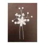 Νυφικό Τσιμπιδάκι- φουρκέτα λουλούδι με πέρλα ασημί - Image 2