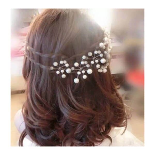 Νυφικό Τσιμπιδάκι- φουρκέτα πέρλες 2 μεγέθη ασημί - Image 4