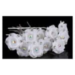 Νυφική φουρκέτα λευκό τριαντάφυλλο με κρυσταλλάκια - Image 2