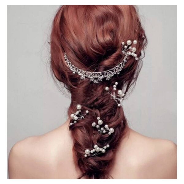 Νυφικό Τσιμπιδάκι- φουρκέτα πέρλες 2 μεγέθη ασημί - Image 3