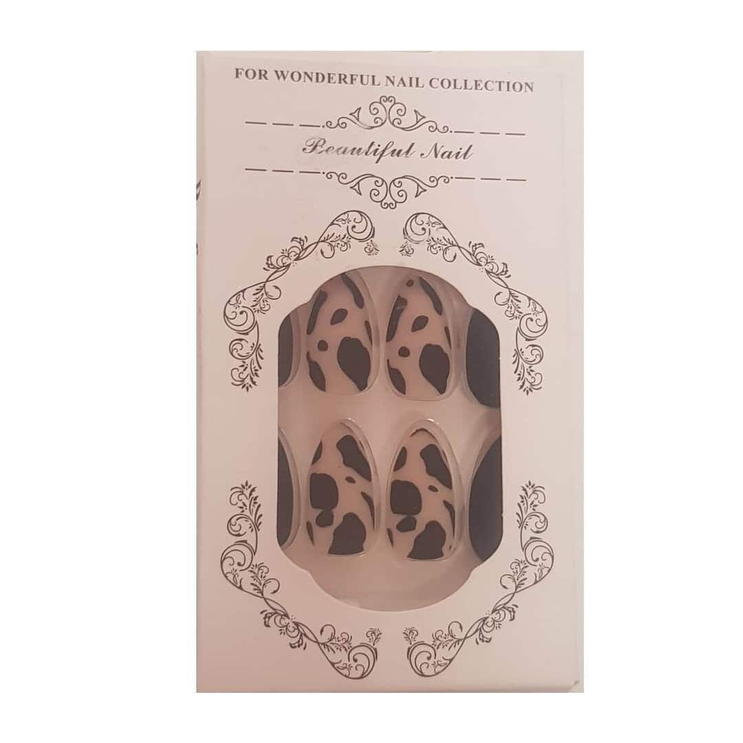 black-print-nails-press-on Press-on Nails Ψεύτικα νύχια σετ nail art 24 Τμχ + 1 extra κόλλα- Black Print - Image 1