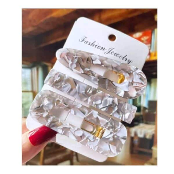 Γυναικείο fashion clip resin - κοκαλάκι μαλλιών retro - Grey Marble 03 - Image 2
