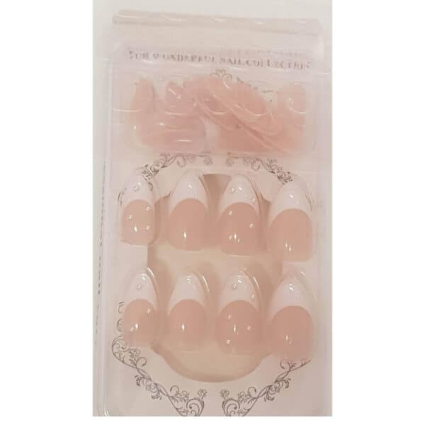 Press-on Nails Ψεύτικα νύχια σετ nail art 24 Τμχ  + 1 extra κόλλα- French pearls - Image 3