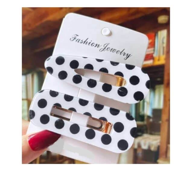 Set 2 τμχ Γυναικείο fashion clip resin- κοκαλάκι μαλλιών retro Πουά Black - Image 2