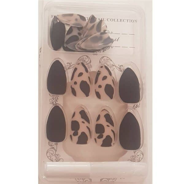 Press-on Nails Ψεύτικα νύχια σετ nail art 24 Τμχ  + 1 extra κόλλα- Black Print - Image 3