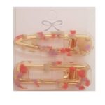 Set 2 τμχ Γυναικείο fashion clip resin- κοκαλάκι μαλλιών retro Pink Dots