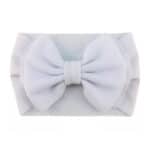 Παιδική- Βρεφική Μαλακή κορδέλα μαλλιών με μεγάλο φιόγκο 6'' inches 5 μηνών-7χρονών waffle- White