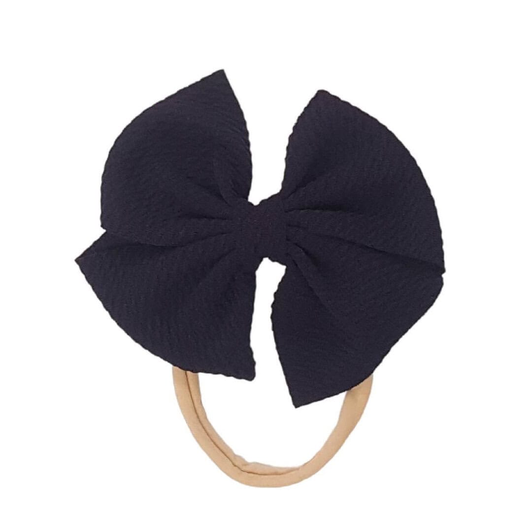 navy-blue-headband-baby Παιδική- Βρεφική Μαλακή κορδέλα μαλλιών με φιόγκο 4 inches 0-7 χρονών Blue Navy - Image 1