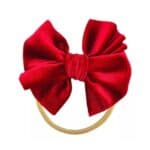 Παιδική- Βρεφική βελούδινη κορδέλα μαλλιών με φιόγκο 4,50 inches 0-7 χρονών Red