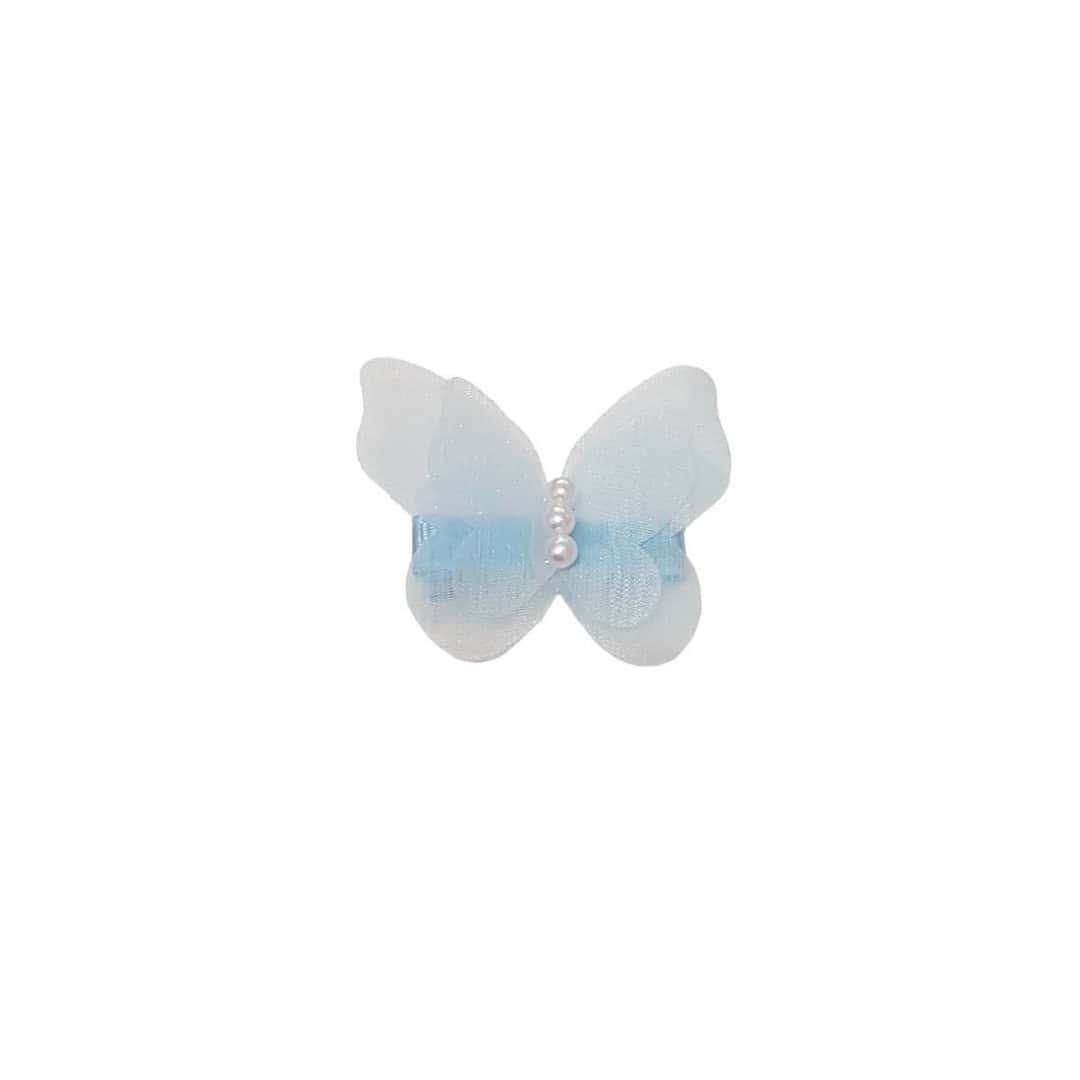 blue-buttergly-clip-girl Παιδικό Clip -Κοκαλάκι μαλλιών Πεταλούδα pearls - Blue - Image 1