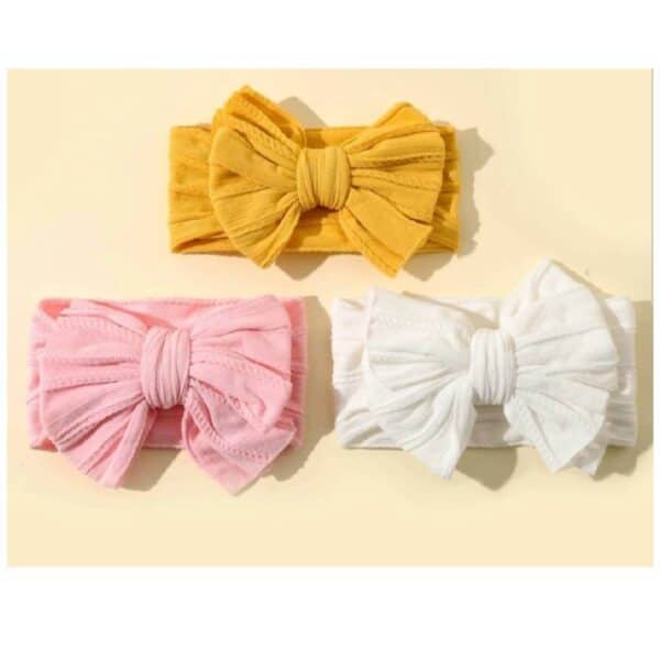 Παιδική- Βρεφική Μαλακή κορδέλα μαλλιών Rib με μεγάλο φιόγκο 13cm 0-8 χρονών Pink - Image 3