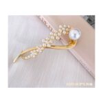 Γυναικείο fashion clip- Κλάμερ μεταλλικό με πέρλες 10cm Gold - Image 3