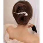 Γυναικείο fashion clip- Κλάμερ μεταλλικό με πέρλες 10cm Gold - Image 2