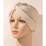 Γυναικείο Υφασμάτινο  Μαλακό Τουρμπάνι  μαλλιών twisted Beige-Cream (μπεζ) - Image 2