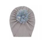 Παιδικό- Βρεφικό Μαλακό ελαστικό τουρμπάνι μαλλιών με Λουλούδι 3 μηνών -5χρονών - Grey
