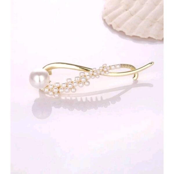 Γυναικείο fashion clip- Κλάμερ μεταλλικό με πέρλες 10cm Gold - Image 4