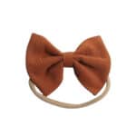 Παιδική- Βρεφική Μαλακή κορδέλα μαλλιών με μεγάλο φιόγκο 13cm coffee 0-5 χρονών