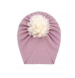 Παιδικό- Βρεφικό Μαλακό ελαστικό τουρμπάνι μαλλιών με Λουλούδι 3 μηνών -5χρονών - Dusty Pink