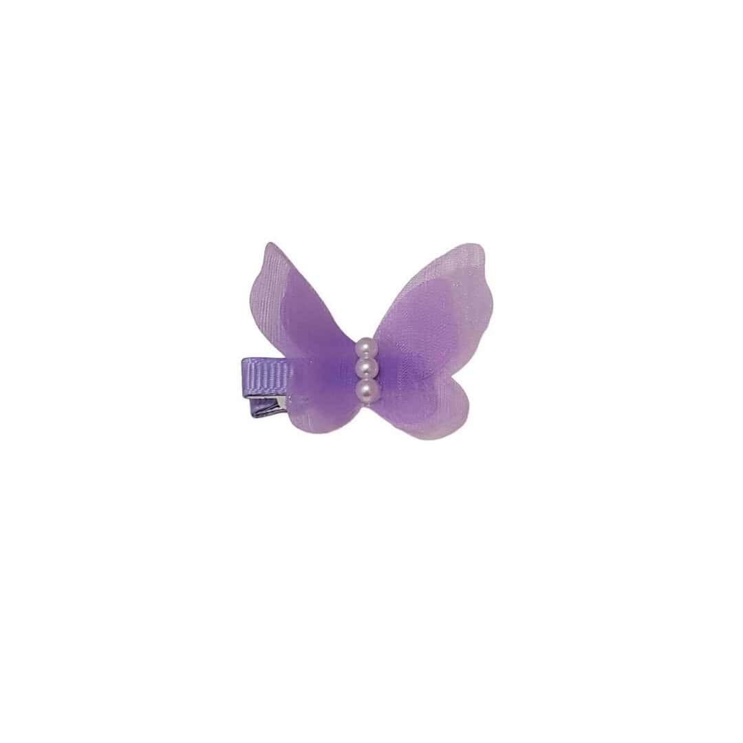 purple-butterfly-clip-girl Παιδικό Clip -Κοκαλάκι μαλλιών Πεταλούδα pearls - Purple - Image 1