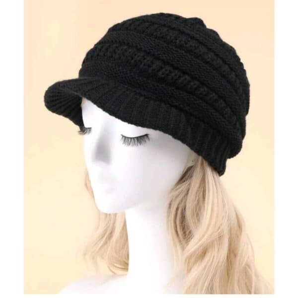 Γυναικείο  Μαλακό  πλεκτό Καπέλο Τουρμπάνι  μαλλιών - Black (Μαύρο) - Image 2