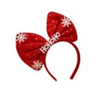 Παιδική  Στέκα Μαλλιών Christmas με μεγάλο φιόγκο Red snow flakes